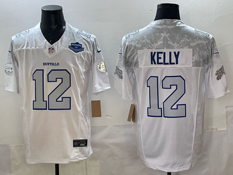 Men 2025 Buffalo Bills #12 Kelly white 5th generation Throwback Nike Limited NFL Jersey style 06->buffalo bills->NFL Jersey